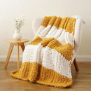 Battilo Chunky Knit Throw Blanket, Soft and Thick Chenille Throw Blanket, 50"x60" Handmade Cable Knit Crochet Blanket, Large Rope Knot Throw Blankets for Couch Sofa Bed Home Decor, Yellow & White by CozyNest Decor