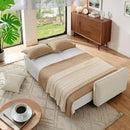Convertible Sofa Bed, 90" Full Size Sleeper Sofa with Storage, Tufted Chenille 3 Seat Sofa Couches for Living Room, Small Spaces, Guest Room, Apartment, Beige by CozyNest Decor