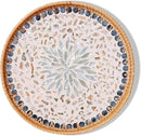 Round Rattan Tray with Mother of Pearl Inlay & Wooden Base - Decorative Wicker Serving Tray for Coffee/Bread/Fruits, Food Storage & Display - Multipurpose Home Decor (M,Fish Scales) by CozyNest Decor