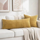 Fancy Homi 2 Packs Mustard Yellow Decorative Throw Pillow Covers 16x16 Inch for Living Room Couch Bed, Rustic Farmhouse Boho Home Decor, Soft Corss Patchwork Corduroy Textured Cushion Case 40x40 cm by CozyNest Decor