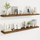 Fun Memories 55 Inch Fireplace Mantel Shelf -Long Floating Shelves, Deep Wall Mounted Farmhouse Display Shelves with Invisible Heavy Duty Metal Bracket, Brown, 2 Pack by CozyNest Decor