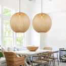 Arturesthome Bamboo Pendant Lighting Fixtures, Round Wicker Chandelier Hand-Woven Boho Basket Lampshade Hanging Ceiling Light for Kitchen Island Living Room by GreenHaven Gardens