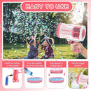 Bubble Machine Gun, 69 Holes Bubble Gun with Lights, Pink Outdoor Summer Beach Kids Bubbles Toys Birthday Wedding Party Halloween Fun for Girls Boys by TinyTreasures Baby Boutique