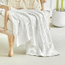 Longhui bedding Chunky Cotton Knit Throw Blanket for Couch, Sofa, Bed, or Chair, Decorative Breathable Fall Cable Knit Blanket 60 x 80 Inches, Large Medium Weight Cream by CozyNest Decor