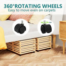 Bamboo Under Bed Storage Containers- Underbed Organizer with Wheels with Large Dust Bag,Sturdy Wood Rolling Under the Bed Shoe Storage Organizer Drawer 2 Packs (Nature, Small) by CozyNest Decor