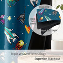 Pixel Rocket Kids Blackout Curtains - 100% Blackout, Thermal Insulated, Noise Reducing, Perfect for Kids Room and Nursery, 2 Panels (Pixel Rocket Fleet, W52×L84) by TinyTreasures Baby Boutique