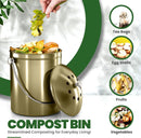 Utopia Kitchen Compost Bin for Kitchen Countertop - 1.3 Gallon Compost Bucket for Kitchen with Lid - Includes 1 Spare Charcoal Filter (Gold) by GreenHaven Gardens