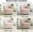 Swivel Accent Chair, Sherpa Teddy Barrel Chair for Living Room, Cozy Round Boucle Arm Chair, Metal Base for Club Nursery Bedroom, Light Blush Pink by CozyNest Decor