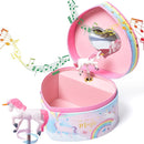 Jewelkeeper Music Jewelry Box for Girls - Sturdy Plastic with Fancy Mirror Twirling Unicorn Figurine and Flocked Lining - Kids Jewelry Box for Secrets and Keepsakes - Heart Shaped Unicorn Print by TinyTreasures Baby Boutique