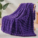 NEWCOSPLAY Faux Fur Throw Blanket Purple Bubble Blanket Thick Warm Soft for Couch Sofa Bed 550GSM (Purple, Throw(50"x60")) by CozyNest Decor