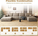 136" Sectional Couches for Living Room Modern Modular Sofa with L-Shape Couchs Upholstered Boneless Couch Deep Seat Sectional Couch with Chaise (Camel, Left Facing Chaise+3Seaters+Ottoman) by CozyNest Decor
