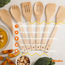 Riveira Maple Wooden Cooking Utensils Set of 6 Premium Non-Toxic Wooden Spoons & Spatula for Cooking by CozyNest Decor