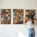 SIGNINART Boho Botanical Framed Canvas Wall Art Set of 3, Mid Century Modern Wall Decor, Burnt Orange Floral Artwork, Neutral Flower Plant Art Prints for Bedroom Living Room Office 24"x36"x3 by CozyNest Decor
