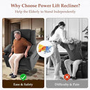 Three Motor Large-Wide Power Lift Chairs Recliners for Big and Tall Elderly, 180° Lay Flat Lift Chair, Infinite Position, Power Headrest, Heat & Vibration Massage (Plush Flannel, Dark Gray) by CozyNest Decor