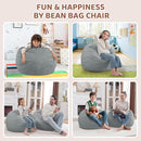 2FT Bean Bag Chair, Comfy Bean Bag Chairs with Memory Foam Filled, Fluffy Beanbag Sofa with Dutch Velvet Cover, Teardrop BeanBag Chairs for Living Room, Playroom - Light Grey by TinyTreasures Baby Boutique