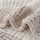 Battilo Chunky Knit Throw Blanket, Soft and Thick Chenille Throw Blanket, 50"x60" Handmade Cable Knit Crochet Blanket, Large Rope Knot Throw Blankets for Couch Sofa Bed Home Decor, Beige & White by CozyNest Decor