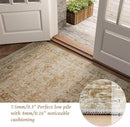 Washable 4x6 Rugs for Living Room, Boho Non-Slip Silicone Backing Small Rugs for Bedroom Nursery Office, 0.3" Neutral Oriental Throw Carpet with 0.16" Cushioning Pad, Brown/Multi by TinyTreasures Baby Boutique