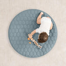 Comfy Cubs Round Kids Play Mat -Small 36 inches Soft Quilted Baby Floor Mat with Non-Slip Bottom - Plush Design for Toddlers' Playtime and Relaxation - Comfortable and Durable - Pacific Blue by TinyTreasures Baby Boutique