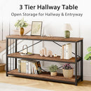 LVB Industrial Console Entryway Table, Metal Wood Rustic Sofa Table with Storage, Farmhouse 3 Tier Shelf Long Hallway Foyer Entry Tables Behind Couch for Home Living Room Entryway, Rustic Brown, 55 In by CozyNest Decor