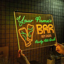 Personalized Beer Pub Bar Signs with Your Name for home wall light up with personalized pub name, man cave accessories, beer themed neon customizable lighted sign by CozyNest Decor