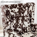 DUOMAY Tufted Accent Chair, Modern Upholstered Wingback Side Arm Chair for Living Room Bedroom with Wood Legs, Comfy Reading Guest Chair for Office, Milk Cow/Brown by CozyNest Decor