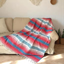 Traditional Handwoven Mexican Blanket, Large Falsa Serape - Soft & Durable - Vibrant Beach, Picnic, Yoga & Camping Mat - Lightweight Boho Throw 70"x50" (Flame) by CozyNest Decor