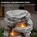 40" Outdoor Water Fountain with LED Lights - 5-Tier Cascading Rock Waterfall Fountain, Natural Rock Look, Ideal for Garden, Landscaping, Patio, Balconies and Yard Decor by GreenHaven Gardens