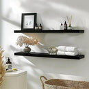 48 Inch Floating Shelves for Wall Rustic Black Wood Wall Shelves for Bedroom Set of 4 by CozyNest Decor