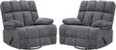 Oversized Swivel Rocker Recliner Chair Set of 2 for Adult, Rock Recliner for Big Man, Extra Wide Manual Recliners, Overstuffed Soft Rocking Sofa Chair,Light Grey by CozyNest Decor