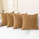 CaliTime Throw Pillow Covers Decorative 18 X 18 Inches Pack of 4 Cozy Chenille Cushion Cases for Couch Sofa Bed Living Room Home Apricot Brown by CozyNest Decor