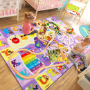 Kids Rugs for Playroom Bedroom Classroom Nursery, Non-Slip and Washable Rugs for Children Toddlers Girls, Educational and Fun Rug Carpets with ABC Alphabet Animals Shapes, 4x6, Purple by CozyNest Decor