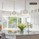 16” 4-Light Modern Crystal Chandeliers Nickel Dinning Room Light Fixture, Round Pendant Light Kitchen Island Chandelier, Flush Mount Ceiling Light for Living Room Entryway Bedroom Foyer by CozyNest Decor