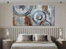 Arjun Abstract Wall Art Geometric Canvas Circle Block Painting Modern Grey Brown Picture Simple Textured Artwork Framed for Bedroom Living Room Home Office Wall Décor, Extra Large 58"x29" by CozyNest Decor