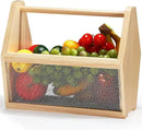 Garden Hod Harvest Basket Garden Harvesting Basket 12 x 10 x 7.5 Inch Pine and Metal Mesh Gardening Hod with Wood Handle for Flower Vegetable Fruit Gathering Supply Gift for Gardener by GreenHaven Gardens