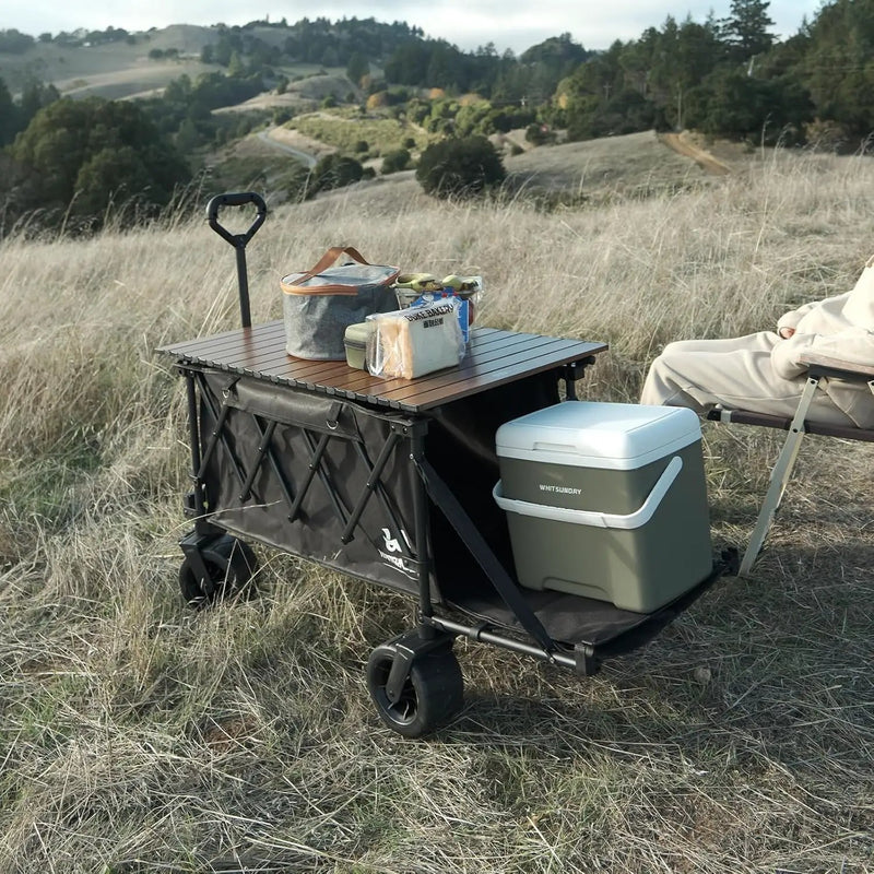 Whitsunday Collapsible Folding Wagon with Table,Heavy Duty Utility Beach Wagons with Opened Tailgate and All-Terrain Wheels for Camping,Garden,Sports Grey, photo 5 of 6