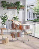 Clothes Drying Rack - Foldable Laundry Drying Rack for Clothing & Bedding, Easy-to-Assemble, Space-Saving Metal Airer with Non-Slip Feet, Indoor & Outdoor Use, 55.5"×22.8"×36.6", Gray by CozyNest Decor