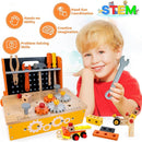 KIDWILL Wooden Tool Bench for Kids, 54-Piece Kids Tool Set with 2-in-1 Workbench & Take-Along Tool Kit, STEM Educational Toy Tools for Kids Ages 3 4 5 6 7 8 Years Old, Boy Toys by TinyTreasures Baby Boutique