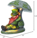 Roman Garden - LED Leprechaun Sleeping Under Mushroom Garden Statue, 10" H, Irish Collection, Resin and Stone, Decorative, Garden Gift, Home Outdoor Decor, Durable, Long Lasting by GreenHaven Gardens