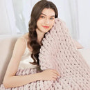 Admitrack Chunky Knit Blanket Throw, 100% Hand Knit Chenille Throw Blanket for Sofa & Home Decor, Soft and Cozy Knitted Throw Blankets (Pink，51"x63") by CozyNest Decor