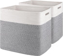 OIAHOMY Storage baskets for Shelf, Toy Storage Basket, Large Collapsible Storage Bins, Blanket Basket Living Room, Closet Storage for Bedroom, 16.5 x 13 x 15 Inches-Pack of 2-Grey by TinyTreasures Baby Boutique