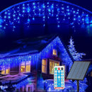 Solar Christmas Lights Outdoor Waterproof Christmas Decorations Curtain Lights 320LED 29.5ft 60 Drops, Solar Powered Rechargeable Fairy Lights for Party, Wedding, Home Decorations(Blue) by GreenHaven Gardens