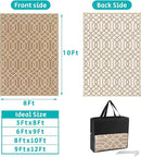 HEBE Outdoor Rug Waterproof 8x10, Reversible Plastic Straw Rug RV Camping Rug, Indoor Outdoor Patio Mat Clearance, Outside Carpet for Porch,Deck,Camper,Balcony,Backyard,Picnic by GreenHaven Gardens