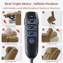 Three Motor Large-Wide Power Lift Chairs Recliners for Big and Tall Elderly, 180° Lay Flat Lift Chair, Infinite Position, Power Headrest, Heat & Vibration Massage (Plush Flannel, Camel Beige) by CozyNest Decor