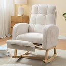 NIOIIKIT Nursery Rocking Chair, Corduroy Upholstered Rocking Chair with Adjustable Footrest, Tufted Rocker Chair with Side Pocket, Glider Rocker for Living Room, Bedroom (Cream Retro) by TinyTreasures Baby Boutique