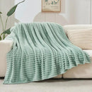 NEWCOSPLAY Super Soft King Blanket New Sage Green Premium Silky Flannel Fleece 3D Ribbed Jacquard Lightweight Bed Blanket All Season Use (New Sage Green Ribbed, King(90"x110")) by CozyNest Decor