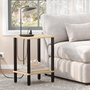 TUTOTAK End Table with Charging Station, Small Side Table with Outlets, Nightstand Bedside Table, 2-Tier Storage Shelf for Small Space, Living Room, Bedroom, Oak TB01BO040 by CozyNest Decor