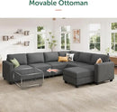 HONBAY Corduroy Modular Sectional Sofa with 5 Seaters, Sectional Corner Sofa with Chaise, L Shape Couches for Living Room, Dark Gray by CozyNest Decor