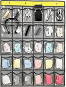 Classroom Pocket Chart for Phone Calculator Holder Over The Door Hanging Closet Jewelry Organizer with 30 Clear Pockets (GREY) by CozyNest Decor