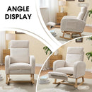 NIOIIKIT Nursery Rocking Chair, Corduroy Upholstered Rocking Chair with Adjustable Footrest, Tufted Rocker Chair with Side Pocket, Glider Rocker for Living Room, Bedroom (White Modern) by TinyTreasures Baby Boutique