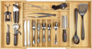 Premium Silverware, Flatware and Utensil Organizer for Kitchen Drawers, Food-Safe Contract Grade, Expandable from 18 to 33 In, Natural Bamboo by CozyNest Decor
